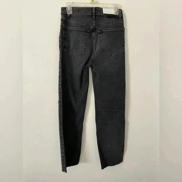 NEOT REDONE high waist straight leg ripped jeans in black size 26 - Picture 2 of 4